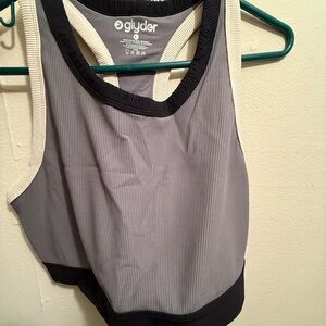 Glyder Black and White Ribbed socialite bra Top